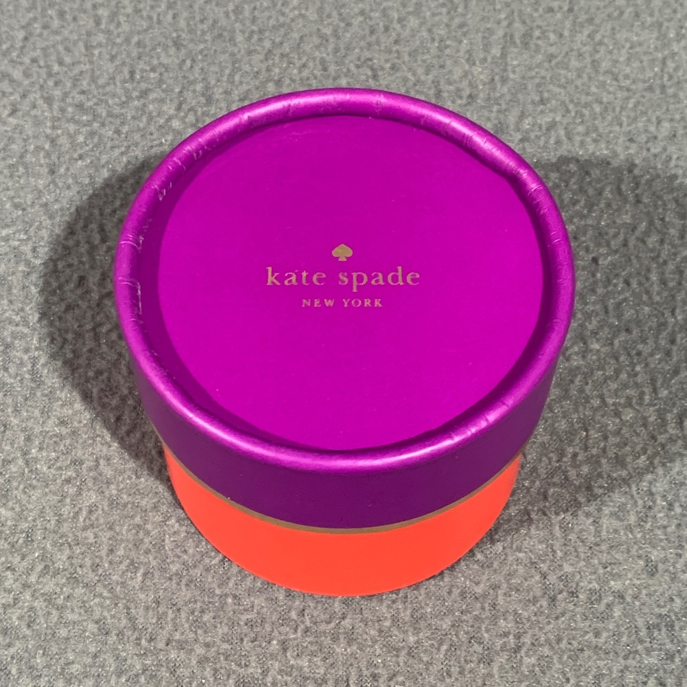 Kate Spade New York Empty Round Gift Box Purple Orange Gold Accent Small